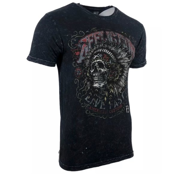 AFFLICTION Men's T-shirt AC IROQUOIS BLACK LAVA Bi - Picture 4 of 6